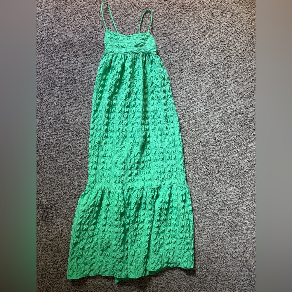 Zara Vibrant Green Crinkled Dress
